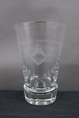 Danish freemason glasses, Beer glasses engraved with freemason symbols, on a edge-cutted foot