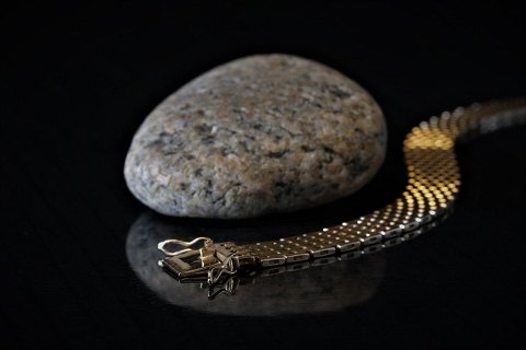 Gold bracelet, brick 9 rows in 14 carat 585 solid gold.