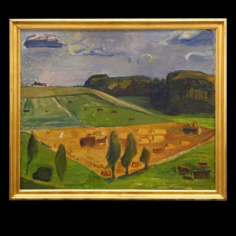 Ebba Carstensen, 1885-1967, oil on canvas. 
Landscape. Signed and dated 1956. Visible size: 
95x114cm. With frame: 109x128cm