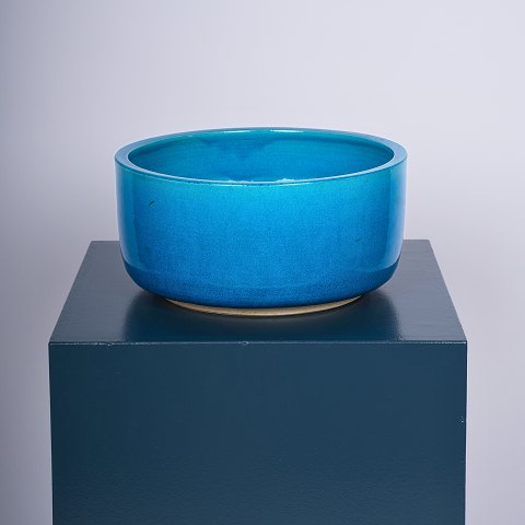 Kähler; A Nils Kähler large ceramic flower bassin with a turquoise glaze