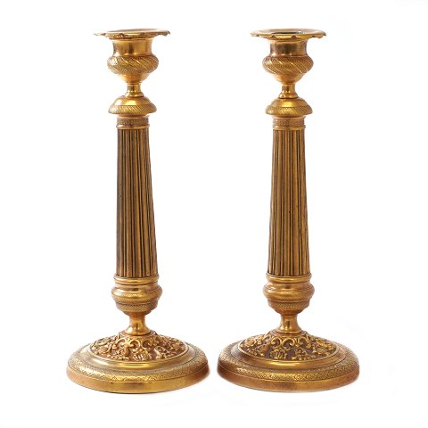 Pair of mid 19th century bronze candlesticks. 
France circa 1840-60. H: 23,5cm
