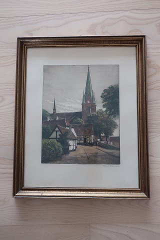 Radering - koloreret
Marie Kirken i Sønderborg
Før 1920
Signeret: Aksel Petersen
H: 51cm
B: 41cm
