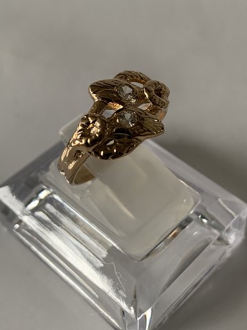 14 karat guldring, med unikt og flot slangemotiv, størrelse 56, Stemplet, 585 HS