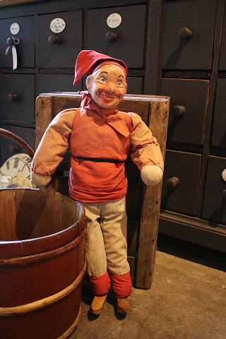 Antique Christmas boy with straw body, papier-mâché / plaster head, old fabric 
clothes and wooden shoes...