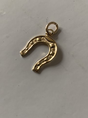 Hestesko som vedhæng/charm i 14 karat guld, stemplet 585