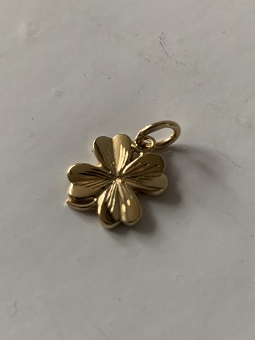 Pendant for necklace or bracelet, four-leaf clover, in 14 carat gold, stamped 
585.