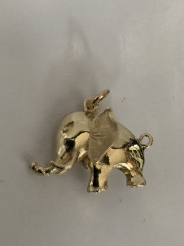 Pendant for necklace in 14 carat gold, stamped 585 and shaped like an elephant.