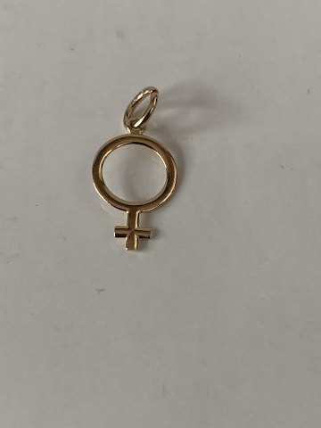 Pendant 14 carat gold, designed as the Female Symbol. Classic pendant.
