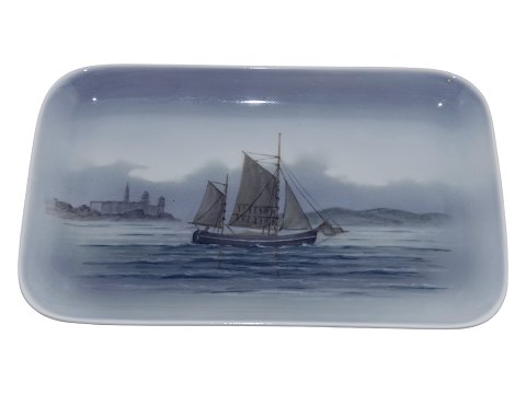 Royal Copenhagen 
Square dish - Sailboat in front of Kronborg Castle