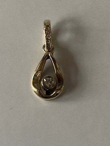 Pendant 14 carat gold, designed as a Drop
with a diamond