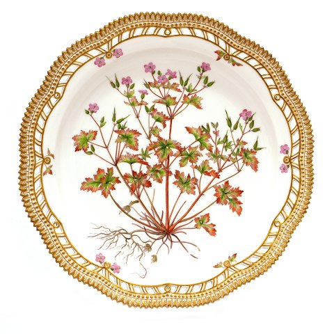 Late 19th century Royal Copenhagen Flora Danica 
plate 3529 made 1894-1900. D: 34,5cm