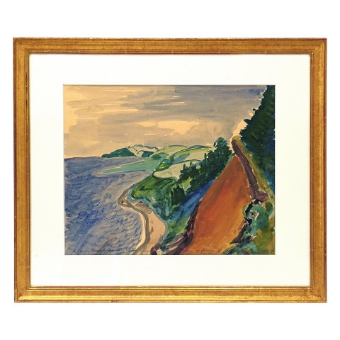 Jens Søndergaard, 1895-1957, water color. 
Landscape signed and dated 1937. Visible size: 
29x36cm. With frame: 45x53cm