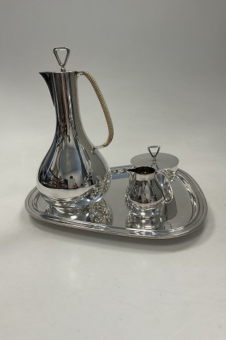 Georg Jensen Sterling Sølv Kaffesæt med bakke No 1015 Sigvard Bernadotte