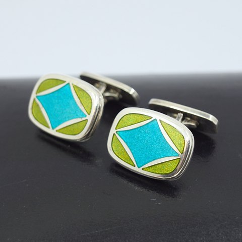 Naja Salto for Georg Jensen; Cufflinks of sterling silver with enamel