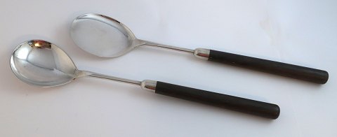 Kay Bojesen. Sterling serveringsæt med træhåndtag. Længde 31 cm
