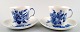 Royal Copenhagen blue flower, 2 espresso cups with saucers. 
Number 10/1546.
