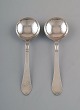 Georg Jensen. Continental, 2 bouillon/soup spoons, silver cutlery, hand 
hammered.