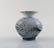 Svend Hammershøi for Kähler, Denmark. Vase in glazed stoneware. Beautiful gray 
black double glaze. Rare shape. 1930
