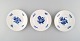 Three blue flower braided cake plates from Royal Copenhagen.
Number 10/8092.