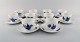 10 Royal Copenhagen Blue Flower Braided coffee cups with saucers. 1960s. Model 
number 10/8261.
