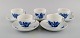 Five Royal Copenhagen Blue Flower Braided coffee cups with saucers. Mid 20th 
century. Model number 10/8040.
