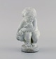 Kähler, HAK. Figur i glaseret stentøj. Leda og svanen. Smuk krakeleret glasur. 
1930/40