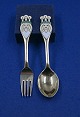 Michelsen set Christmas spoon and fork 1959 of 
Danish gilt sterling silver
