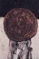 L'Art præsenterer: Uno Svensson (1929-2012), svensk kunstner. Olie på spånplade.Abstrakt komposition. Pastose ...