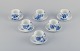 Royal Copenhagen Blue Flower Curved. A set of six coffee cups with saucers.