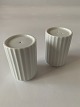 Fluted Salt and pepper set in porcelain, from Lyngby.