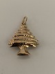 Pendant for necklace, in 14 carat gold, shaped like a Christmas tree.