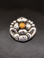 830 slv art nouveau broche  med rav