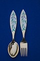 Michelsen set Christmas spoon and fork 1970 of Danish gilt sterling silver