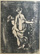 Træsnit af 
Ernst Zeuthen - 
Blomstersamlersken 
"Flora"