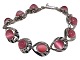 Antik K 
presents: 
Danish 
sterling silver
Bracelet with 
pink stones 
from around 
1960-1970