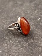 830 slv vintage slv ring med rav