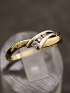 14 karat guld ring med klare stene