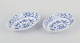 Meissen, 
Tyskland. To 
ovale 
løgmønstrede 
skåle af 
porcelæn.