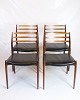 Sæt Af 6 Spisestuestole - Model 78 - Palisander & Sort Læder - N.O Møller - J.L 
Møllers Møbelfabrik - 1950erne
