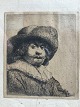 Kobberstik af 
Rembrandt - 
Portræt 1638.
