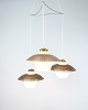 Vintage Three-Arm Ceiling Pendant – Opal Glass and Brass – Bent Karlby - 
1950/60s – Danish Design
