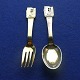 The little Match-Seller children's cutlery in 
Danish gold-plated solid silver. Set spoon & fork