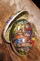 Gammelt vintage påskeæg i papmache med motiv af ...