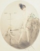 L'Art præsenterer: Louis Icart, farve-etsning “Jeune femme et perroquet”, fransk kunstner.