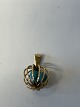Antik Huset præsenterer: Kugle med turkis Charms / Vedhæng i 14 karat guldHøjde 2,1 cm