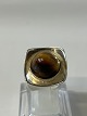 Antik Huset præsenterer: Vintage ring med sten, tigerøje i sterlingsølvStørrelse 55