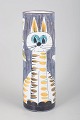 L'Art præsenterer: Ulla Ahlgren for Nila keramik, håndmalet retro vase med kattemotiv.