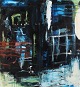 Dansk Kunstgalleri præsenterer: "Fragment" Oliemaleri på lærred i sølv svæveramme.