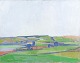 L'Art præsenterer: Dansk kunstner, oliemaleri på lærred, modernistisk landskab, 1956.