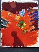 Ole Buus Larsen præsenterer: Gouache af den svenske kunstner Lars Bertle - Person i landskab.